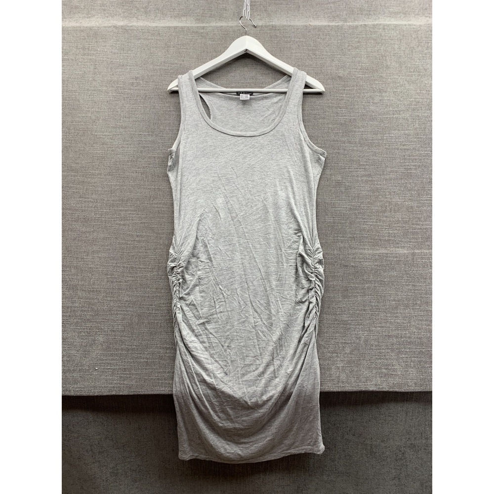 Venus Tank Dress Womens Large Gray Rayon Stretch Ruched Scoop Neck Racer Back